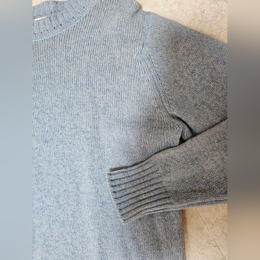 Vtg Debenhams Shetland Wool Sweater Britain Blue Superwash 42" Xl Stored 30+ Yrs — image 2 of 6